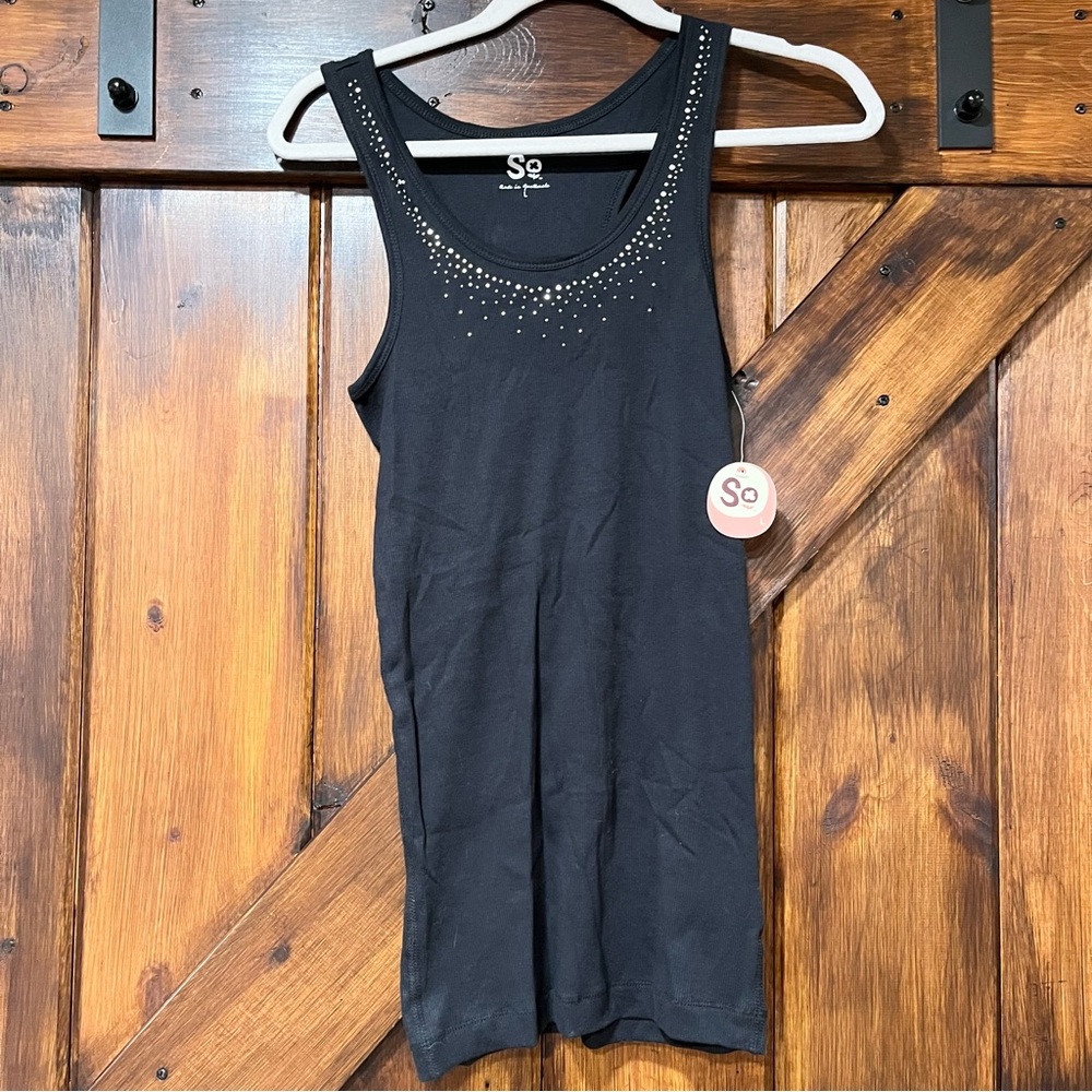 New SO embellished ribbed tank